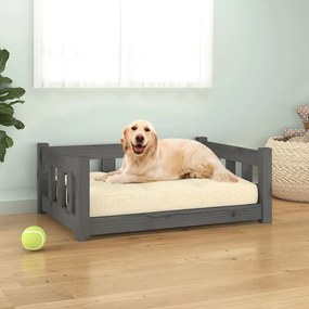 vidaXL Cama para cães 75,5x55,5x28 cm madeira de pinho maciça cinzento