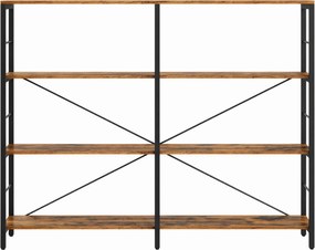 Estante de 4 níveis 120 x 30 x 109,4 cm, estante de arrumação, sala de estar, escritório castanho-preto