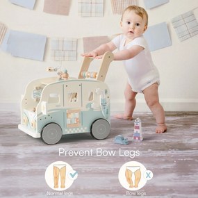 Andador de madeira para bebés - Vacaction Bus Com Centro Atividades Azul