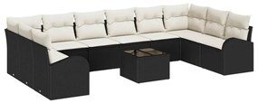 Conjunto de sofá de jardim de 10 peças com almofadas de Rattan Poliést