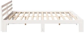 Estrutura de Cama Branca Branca Madeira Sólida 200 x 200 cm