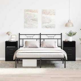 Camas de cabeceira vidaXL 2 pcs Carvalho Preto 40x35x65 cm Madeira engenheirada