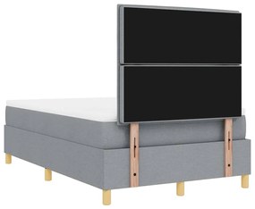Cama Box Spring com Colchão &amp; LED Cinza-Claro 120x190 cm Tecido