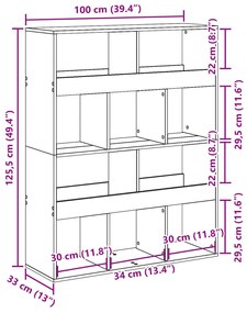 Divisória 100x33x125,5 cm derivados de madeira cinzento cimento