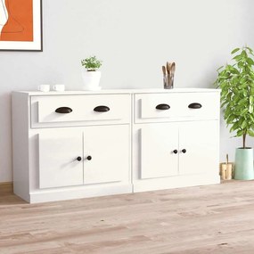 vidaXL Aparadores 2 pcs derivados de madeira branco brilhante