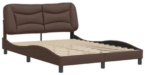 Estrutura cama c/ cabeceira 140x200cm couro artificial castanho
