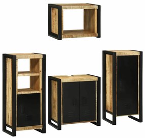 vidaXL Conjunto de Móveis para Banheiro com prateleira com porta 4 pcs