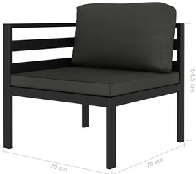 6 pcs conjunto lounge jardim com almofadões alumínio antracite