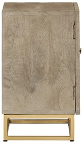 Mesa de cabeceira 40x30x50 cm madeira de mangueira maciça/ferro