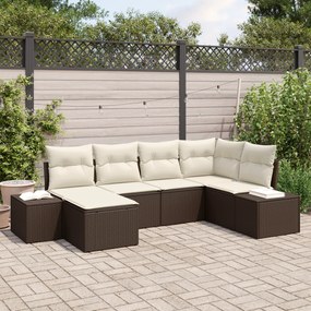 Conjunto de Sofás de Jardim em 6 Peças com Almofadas Castanho em Ratta