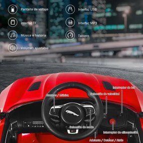 Carro elétrico a bateria para crianças com controlo remoto Música para contar histórias Para a frente e para trás Vermelho