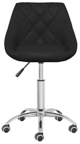 Cadeira de jantar giratória couro artificial preto