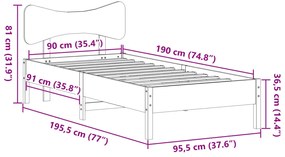 Cama sem colchão 90x190 cm madeira de pinho maciça