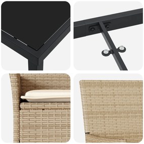 Conjunto de Jantar de Jardim com 5 Peças e Almofadas Bege em Rattan Si