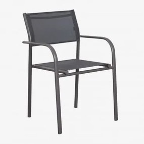 Pack De 2 Cadeiras De Jardim Empilháveis Com Braços Em Alumínio Olenia Cinza Grafito - Sklum