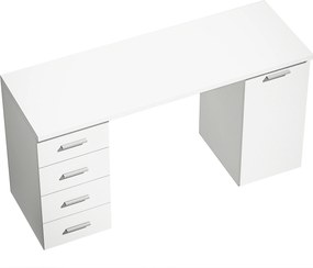 HOMCOM Mesa de computador com 4 gavetas e armário, Escrivaninha de 140 cm para escritório, Branco com efeito madeira | Aosom Portugal