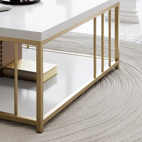 Mesa de Centro Zenn – Branco/Dourado – 90x39x40 cm
