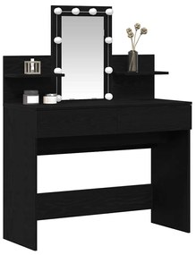 Mesa de Maquiagem vidaXL com LED Carvalho Preto 100x40x130 cm