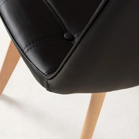 Conjunto de 2 Cadeiras Fluffy em Couro Artifical - Preto - Design Vint