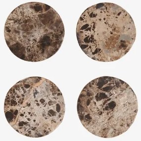 Pack De 4 Porta-copos Redondos Ø10 Cm Em Mármore Valtris Mármore Castanho Emperador - Sklum