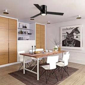 Ventilador de teto 2 em 1 com luz LED, 3 velocidades, silencioso - comando à distância - diâmetro 112 cm, preto