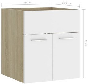 Armário lavatório derivados de madeira branco/carvalho sonoma