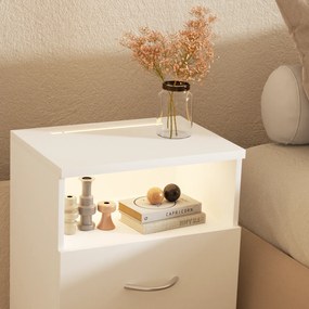 Conjunto de 2 Mesas de cabeceira com Iluminação LED integrada Jamie 55x40x28cm brancas