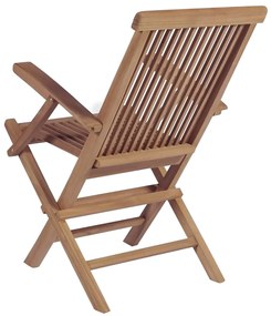 Conjunto jantar exterior c/ cadeiras dobráveis 9pcs teca maciça