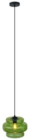 Candeeiro suspenso retro preto com vidro verde - Denise