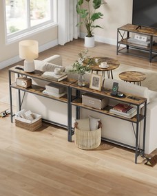 Mesa consola com 2 prateleiras 20 x 100 x 80 cm castanho vintage-Preto