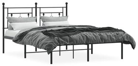 Estrutura de cama com cabeceira 140x190 cm metal preto