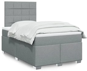 Cama boxspring com colchão 120x190 cm tecido cinzento-claro