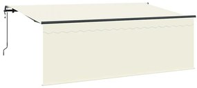 Toldo com Cortina Creme 350 x 200 x 120 cm Tecido, Metal