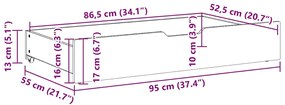Gavetas para cama 2 pcs 95x55x17 cm pinho maciço branco