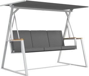 Outsunny Balanço de jardim 3 lugares com toldo inclinação ajustável colchão fornecido dim. 205L x 130l x 175H cm cinza escuro | Aosom Portugal