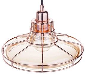 Candeeiro de teto em vidro cor de âmbar e metal cor de cobre TORRE Beliani