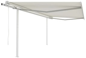 Toldo retrátil automático com postes 4,5x3,5 m cor creme