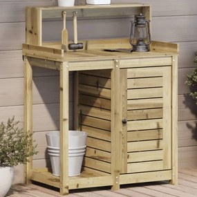 vidaXL Mesa jardinagem c/ prateleiras 82,5x50x109,5cm pinho impregnado