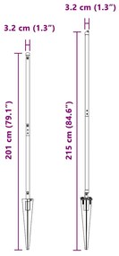 Postes de Cerca com Ponta - 52 peças Ø32mm, 170cm, em Aço Galvanizado.