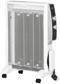 HOMCOM Aquecedor Elétrico 750W/1500W Aquecedor de Mica com Ecrã LED Controlo Remoto Termostato Temporizador 47x26,5x61,5cm Branco