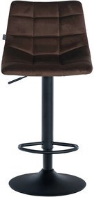 Banco de bar Jerry em veludo com estrutura preta 87-108,5 x 43 x 46,5 cm Castanho