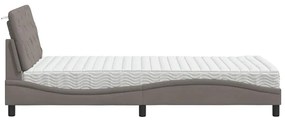Cama com colchão 100x200 cm tecido cinzento-acastanhado