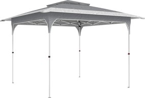 Outsunny Tenda Dobrável 3,5x3,5 m Pop-up com Altura Ajustável 3 Níveis Teto Duplo Fecho Central e Bolsa UPF50+ Cinzento | Aosom Portugal