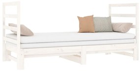 Estrutura sofá-cama de puxar 2x(90x190) cm pinho maciço branco