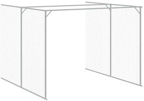 Casota cães c/ parque 214x457x181 cm aço galvaniz. cinza-claro