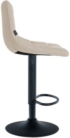 Conjunto de 2 bancos altos Jerry em tecido com estrutura preta 87-108,5 x 43 x 46,5 cm Creme