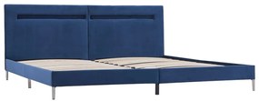 Estrutura de cama com LED 180x200 cm tecido azul