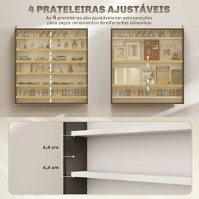 Vitrina de Parede em Madeira com Prateleiras Ajustáveis e 2 Portas Deslizantes de Vidro 80x9,5x83 cm Preto