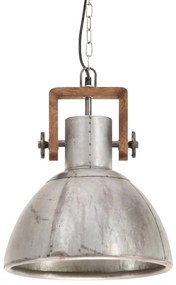 Candeeiro suspenso industrial redondo 25 W 30 cm E27 prateado