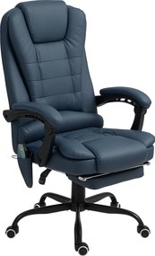 Cadeira de escritório com função de massagem, altura ajustável, encosto reclinável e comando com fio, azul